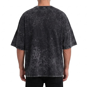 Camisetas de Hombre de Algodón Grueso, Lavado Ácido, Corte Holgado, Hombros Caídos, Estilo Urbano, Tallas Grandes, Calidad Premium y Transpirables - Product Image 3