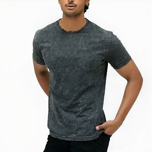 T-shirt délavé et vieilli pour homme, style streetwear, en coton, coupe ample, manches courtes, décontracté, vintage, pour l'été, style urbain - Product Image 4