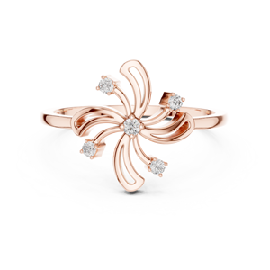Bague de mariage texturée en or rose avec diamant de laboratoire, cadeau pour femme, fiançailles, mariage, anniversaire, motif floral en spirale - Product Image 2