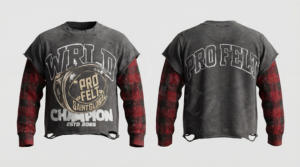 Men's 100% Cotton Vintage Street Style Fleece Breathable Loose Fit Shortsleeve Screen Printed Logo Design Distressed Fashionable - Product Image 4