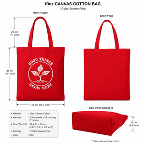 Red <b>Canvas</b> <b>Tote</b> Bag with Letter Print Large Beach Use Groceries Bag Hand Length Handle - Product Image 2