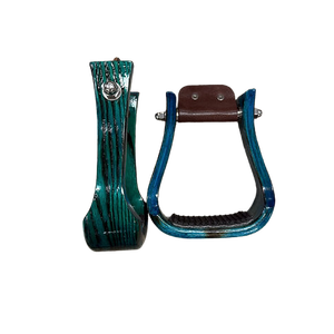 Estribos de madera azul con acolchado negro, herrajes SUS304, árbol de plástico para silla de montar western, personalizables - Product Image 2