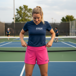 Ensemble de pickleball pour femmes, haut à col en V, short de compression, tissu aérodynamique à séchage rapide, tenue de sport 2 pièces, personnalisable - Product Image 1