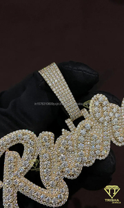 Moissanite Diamond Custom Letter Necklace <b>Iced</b> <b>Out</b> Hip Hop Pendant Gold <b>Chain</b> Luxury Jewelry Gift - Product Image 2