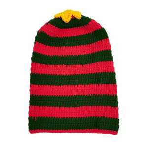 Striped Hand Knitted Beanie <b>Hat</b> for Adults Unisex Winter Casual Blue Gray Black <b>White</b> Acrylic 56-58CM - Product Image 3