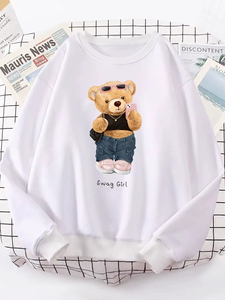 Nouveau Sweat à Capuche Femme de Qualité, Motif Ours Teddy Selfie Amusant, Col Rond, Tendance Mode - Product Image 2