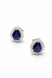 Pendientes de Zafiro Azul y Diamantes en Plata de Ley 92.5 KLST-30845 - Product Image 1