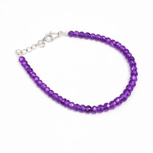 Pulsera de cuentas facetadas de amatista natural con cierre de langosta de plata de ley 925, joyería de piedras preciosas hecha a mano, moderna y unisex. - Product Image 1
