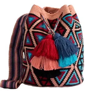 上品なスタイルトレンドデザインかぎ針編み財布持ち運びに便利大型Wayuuかぎ針編みバッグ女性用ハンドバッグWayuuバッグ