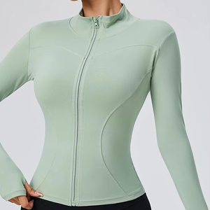 Slim Fit Yoga <b>Jacket</b> Stretch Sportswear Top for Women Gym <b>Workout</b> Running Fitness Activewear Clothing - Product Image 1