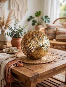 Medium Foil <b>Sequin</b> Decorative Ball Handmade Holiday Tabletop Ornament for Home Office Hotel Factory - Product Image 1