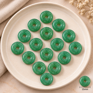 Colgante de Piedra Preciosa Facetada de 15mm en Forma de Donut Verde Fresa para Fabricación de Joyas, Sanación con Cristales, Reiki, Energía, Amuleto para Collar - Product Image 1
