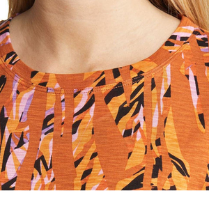 Camiseta Casual de Mujer, Manga Corta, Cuello Redondo, Ajustada, 100% Algodón Tejido, Color Naranja, para Primavera/Verano - Product Image 4