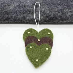 Handmade Felt Heart Christmas Hanging Ornament - Product Image 3