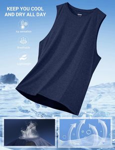 Mens Fashion Tank <b>Top</b> <b>Oversize</b> Sleeveless Muscle Fit Gym <b>Vest</b> Lightweight Breathable Workout Training Shirt Custom Front Anti-UV - Product Image 5