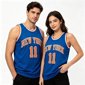 Maillot de basketball unisexe personnalisé en Spandex/Polyester, sublimé, à rayures fines, sans manches, col ajusté, uniforme de basketball OEM - Product Image 1