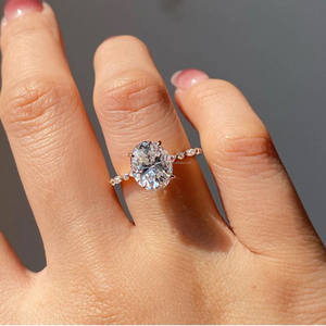 แหวนเพชรโมอิส925ทรงรีสำหรับงานแต่งงานหรือของขวัญครบรอบ - Product Image 1