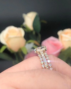 3 Ct Oval Cut Moissanite Halo Wedding Engagement & Anniversary <b>Ring</b> <b>Set</b> For <b>Women</b> Gift For Her - Product Image 4