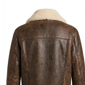 Genuine <b>Men's</b> Leather <b>Shearling</b> <b>Jacket</b> Premium Sheepskin Fur Aviator Winter Coat Warm Stylish Biker Outerwear Classic Fit - Product Image 2