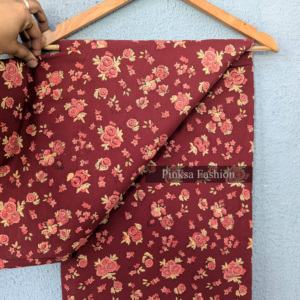 <b>Indian</b> Traditional Maroon Floral Block Print Cotton Fabric Soft Summer Garment Material by Yard - Product Image 1