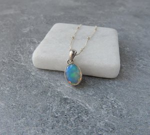 Ethiopian <b>Opal</b> Necklace Sterling Silver Pear Cut <b>Opal</b> <b>Pendant</b> October Birthstone Jewelry Gift for Her Elegant - Product Image 5