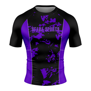 Rashguard de compression MMA BJJ pour entraînement, unisexe, pour adultes, en Spandex/Coton, manches longues, teint en pièce, UPF50+, séchage rapide, 220g - Product Image 3