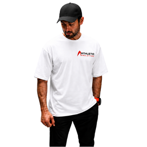 เสื้อยืดโอเวอร์ไซส์สีขาวผ้าฝ้าย 100% สำหรับผู้ชาย เนื้อผ้าหนานุ่ม ระบายอากาศได้ดี คอกลม แขนสั้น สวมใส่สบาย เหมาะสำหรับออกกำลังกาย แฟชั่นสตรีทแวร์ และการฝึกซ้อม - Product Image 1