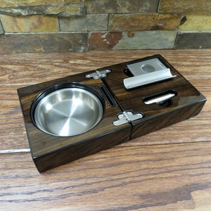 Cenicero de Escritorio de Madera, Diseño Minimalista Cuadrado, Bandeja de Metal con Tapa y Compartimento, para Uso Doméstico - Product Image 1