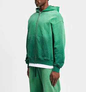 Sudadera con capucha y cremallera de gran tamaño, con efecto degradado, personalizada, de alta calidad, 100% algodón, estilo urbano, la más vendida. - Product Image 3