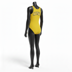Maillot de bain femme en polyester et élasthanne GSM de qualité supérieure, jaune vif, extensible et doux, avec logo brodé personnalisé - Product Image 5