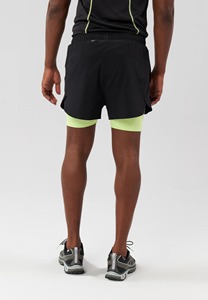 Black Double <b>Layer</b> Men's Running Shorts Green Inner Compression Quick Dry Elastic Waist <b>Mid</b> Length Casual Sport Canvas - Product Image 2