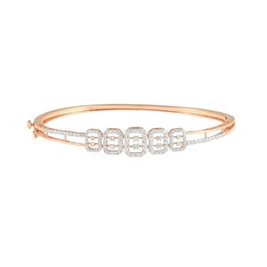 Rose Gold Lab Grown Diamond Square Link Geometric <b>Bangle</b> <b>Bracelet</b> - Product Image 1