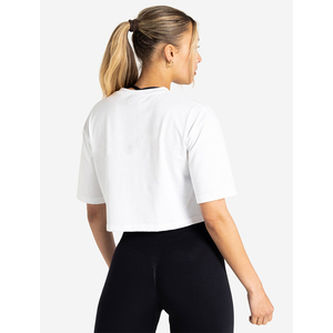 Top Corto de Punto para Mujer, Color Blanco Sólido, Cuello Redondo, Manga Corta, Informal, Transpirable, para Uso Diario, Primavera/Verano - Product Image 2