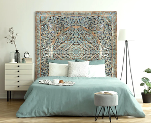 Mid-Century Modern Solid Teak Wood Platform Wall Bed Frame Queen King Size Fluted Storage Drawers Hand Carved Eco-Friendly - Product Image 3