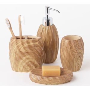 Juego de bandejas de baño de madera de lujo, rectangulares, de seis piezas, con toalla y botellas, almacenamiento práctico para accesorios de baño. - Product Image 2