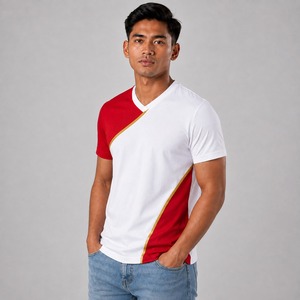 Camiseta de Manga Corta para Hombre, Cuello en V, Tejida, 100% Algodón, Estilo Vintage Lavado, Secado Rápido y Transpirable - Product Image 6