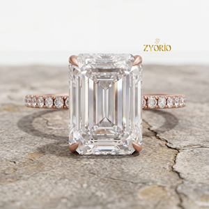 <b>Emerald</b> Cut Zircon Engagement <b>Ring</b> <b>Silver</b> Plated Pave Band Trendy Women's Wedding <b>Ring</b> for Gift Party & Anniversary - Product Image 2