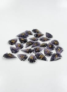 Juego de Piedras Rúnicas de Amatista con Punta de Flecha, Hermoso Juego de Runas de Cristal Futhark, Estilo Feng Shui, Ágata Muntaha Grabada para Sanación - Product Image 3