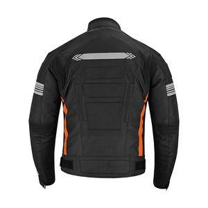Chaqueta de Motocicleta de Cuero para Hombre, Manga Larga, Color Negro y Naranja, con Estampado Reflectante, Resistente al Viento, para Todas las Estaciones, Conjunto de Ropa de Carreras - Product Image 4