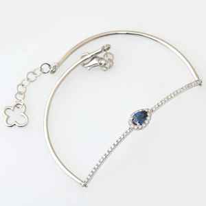 สร้อยข้อมือไพลินสีน้ำเงินแท้ รับรองคุณภาพ พร้อมกำไลข้อมือสีขาว เครื่องประดับอัญมณีประจำเดือนเกิด ของขวัญสำหรับผู้หญิง - Product Image 4