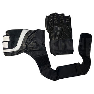 Gants de musculation professionnels noirs et blancs avec bandes de maintien robustes pour les poignets |   Poignée antidérapante de qualité supérieure pour un équipement de musculation ultime - Product Image 6