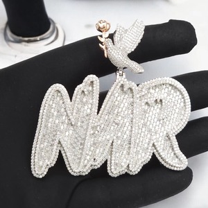 Custom Iced Moissanite Freshwater Pearl Constellation Shape Name Pendant <b>Angel</b> Wing Bail 925 Sterling Silver Hip Hop Party - Product Image 2