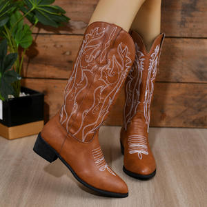 Bottes de cowboy occidentales faites à la main pour hommes, en cuir durable, confortables, élégantes pour femmes - Product Image 5