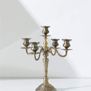 Modern Nordic <b>Gold</b> <b>Candelabra</b> Set Polished Brass Finish 3-Arm Candle Holder Minimalist Metal Taper Candlestick Wedding Reception - Product Image 3