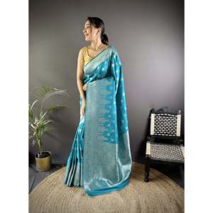 Sari de Seda Lichi Banarasi Vaishali - Bufandas y Chales Étnicos - Product Image 4