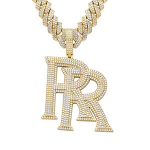 Unisex 925 Silver Rhodium Plated Iced <b>Letter</b> <b>R</b> Pendant HipHop Chain <b>Necklace</b> Micro Pave Moissanite Themed Charm Party Everyday - Product Image 4