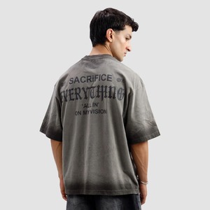 เสื้อยืดวินเทจฟอกสีขายส่ง ผ้าฝ้าย 100% ทรงโอเวอร์ไซส์ พิมพ์ลายสกรีน เสื้อยืดฟอกสีผู้ชาย เสื้อยืดขาดๆ แบบดิสเทรส - Product Image 3