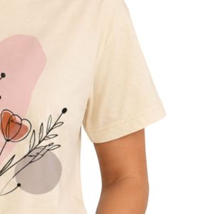 เสื้อยืดคอกลมพิมพ์ลายดอกไม้แบบนามธรรมสำหรับผู้หญิง สวมใส่สบาย ระบายอากาศได้ดี เหมาะสำหรับฤดูร้อน รับผลิตตามแบบ OEM แฟชั่นเสื้อยืดทันสมัย - Product Image 6