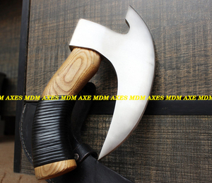 Custom Handmade Damascus Steel Hunting Hand Forged <b>Camping</b> <b>Axe</b> Outdoor and Pizza Cutter Kitchen Knife - Product Image 4