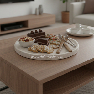 Bandeja Redonda Moderna de Mármol para Servir Comida en Mesa de Comedor, para Fiestas, Hogar y Decoración de Bodas - Product Image 4